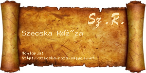 Szecska Róza névjegykártya